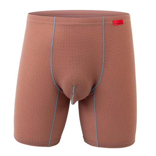 brown Men's Glory Big Pouch Waffle-Knit Long Boxers - pridevoyageshop.com - gay men’s thongs, boxers, briefs and jockstraps