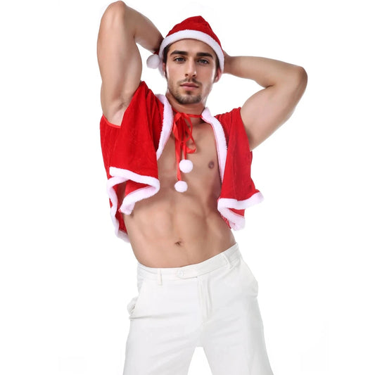a sexy gay man in Sleigh Daddy Santa Costume - pridevoyageshop.com - gay costumes, men role play outfits, gay party costumes and gay rave outfits