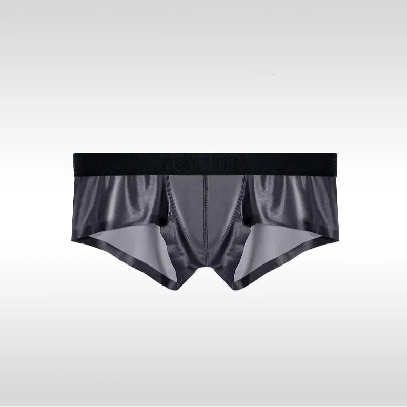dark gray Men's Slick Seduction Ice Silk Boxers - pridevoyageshop.com - gay men’s thongs, boxers, briefs and jockstraps