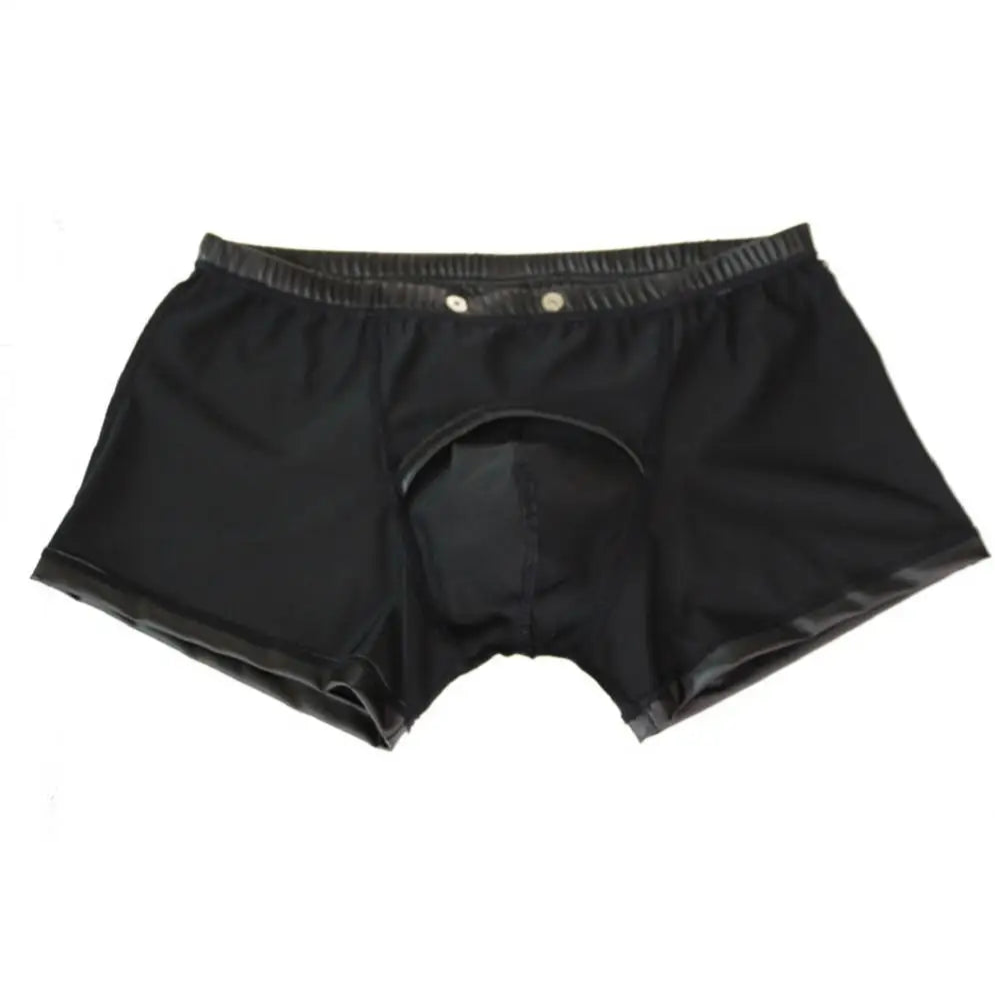 details of Men’s “Snap & Slide” PU Leather Boxers - pridevoyageshop.com - gay men’s thongs, boxers, briefs and jockstraps