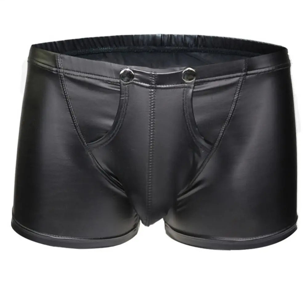 details of Men’s “Snap & Slide” PU Leather Boxers - pridevoyageshop.com - gay men’s thongs, boxers, briefs and jockstraps