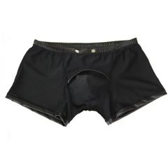 details of Men’s “Snap & Slide” PU Leather Boxers - pridevoyageshop.com - gay men’s thongs, boxers, briefs and jockstraps