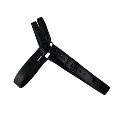 details of black Men’s Offset Chest Harness – pridevoyageshop.com – gay men’s harness, lingerie and fetish wear