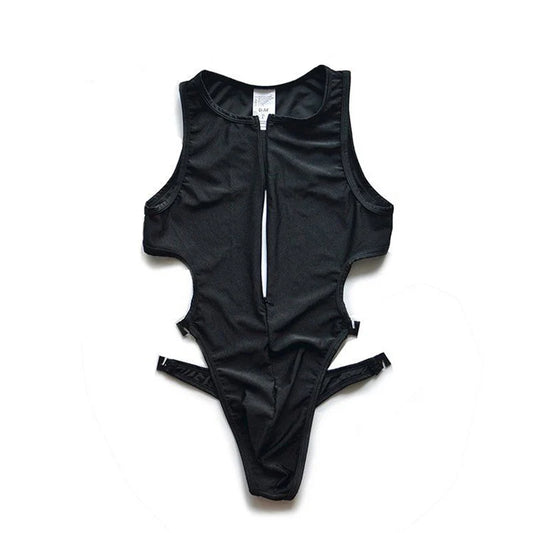 details of black Men’s Open Circuit Bodysuit – pridevoyageshop.com – gay men’s harness, lingerie and fetish wear