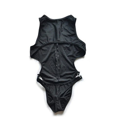details of black Men’s Open Circuit Bodysuit – pridevoyageshop.com – gay men’s harness, lingerie and fetish wear