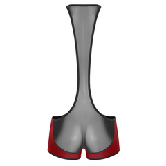 details of burgundy Men’s Glimpse Cutout Mesh Singlet – pridevoyageshop.com – gay men’s harness, lingerie and fetish wear