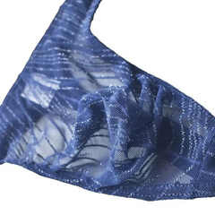 details of navy blue Men’s Glitter Mesh Sheer T-Back Thong - pridevoyageshop.com - gay men’s thongs, boxers, briefs and jockstraps