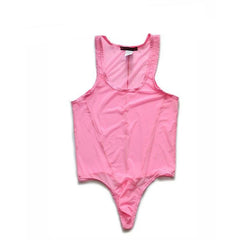 details of pink Power Tank Mesh Bodysuit – pridevoyageshop.com – gay men’s harness, lingerie and fetish wear
