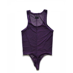 details of purple Power Tank Mesh Bodysuit – pridevoyageshop.com – gay men’s harness, lingerie and fetish wear