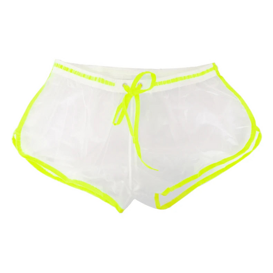 details of transparent Men’s Beach Shock Transparent Sheer Swim Trunks – pridevoyageshop.com – gay men’s sexy swim briefs, trunks, board shorts, and bikinis