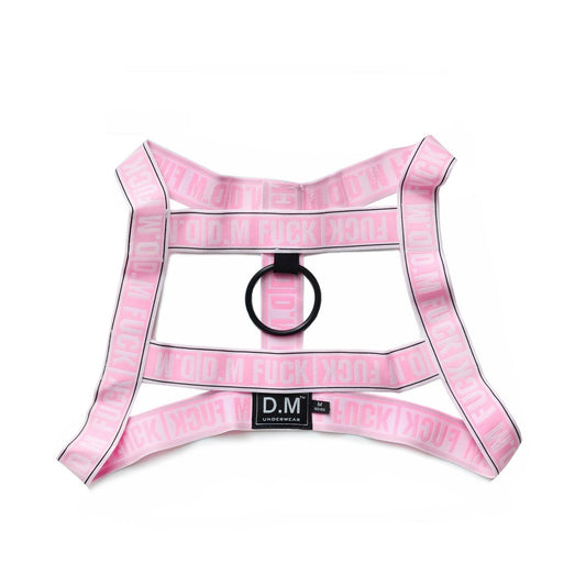 pink DM F*CK Gay Men Chest Harness | Gay Harness- pridevoyageshop.com - gay men’s harness, lingerie and fetish wear