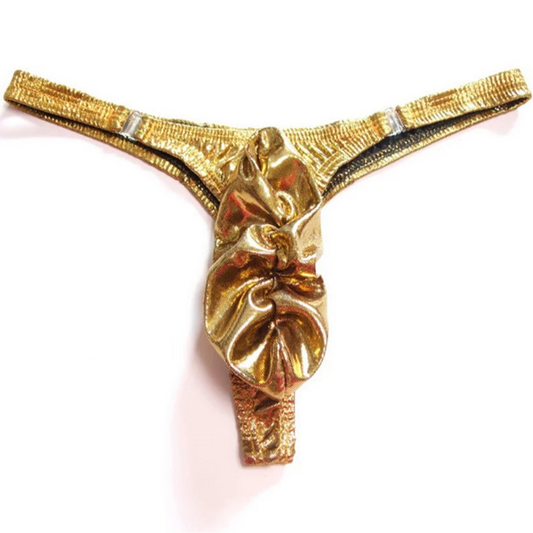 gold Men’s Liquid Luster Ruched Thong - pridevoyageshop.com - gay men’s thongs, boxers, briefs and jockstraps