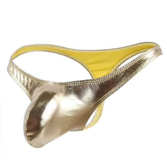 gold Men’s Liquid Metal Bulge Lifter Thong - pridevoyageshop.com - gay men’s thongs, boxers, briefs and jockstraps