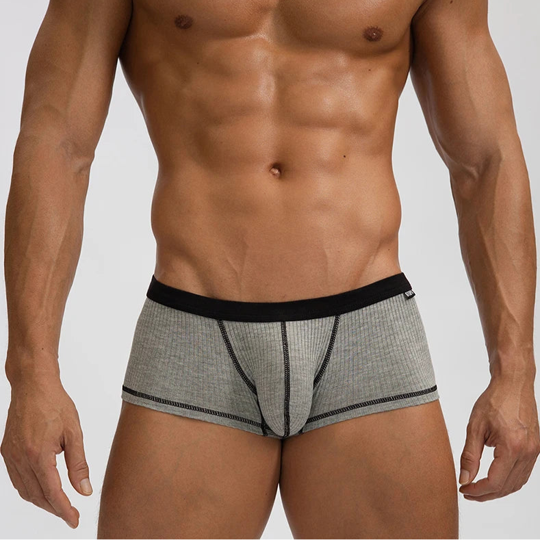 gray Men's Ribbed Rendezvous Mini Trunks - pridevoyageshop.com - gay men’s thongs, boxers, briefs and jockstraps