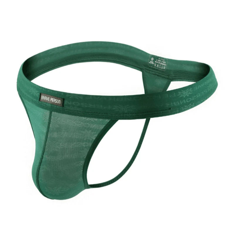 green BRAVE PERSON Men’s Sheer Temptation Thong - pridevoyageshop.com - gay men’s thongs, boxers, briefs and jockstraps