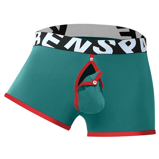 green Bareback Boxer Briefs - Removable Pouch & Backless - pridevoyageshop.com - gay men’s thongs, boxers, briefs and jockstraps
