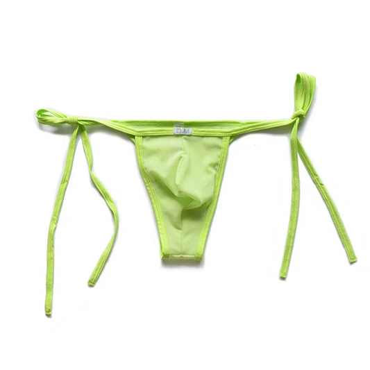green Men’s D.M. Tie-Side Mesh Thong - pridevoyageshop.com - gay men’s thongs, boxers, briefs and jockstraps