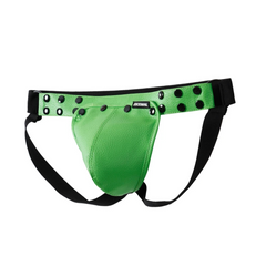 green Men’s Studded PU Leather Removable Pouch Jockstrap - pridevoyageshop.com - gay men’s thongs, boxers, briefs and jockstraps