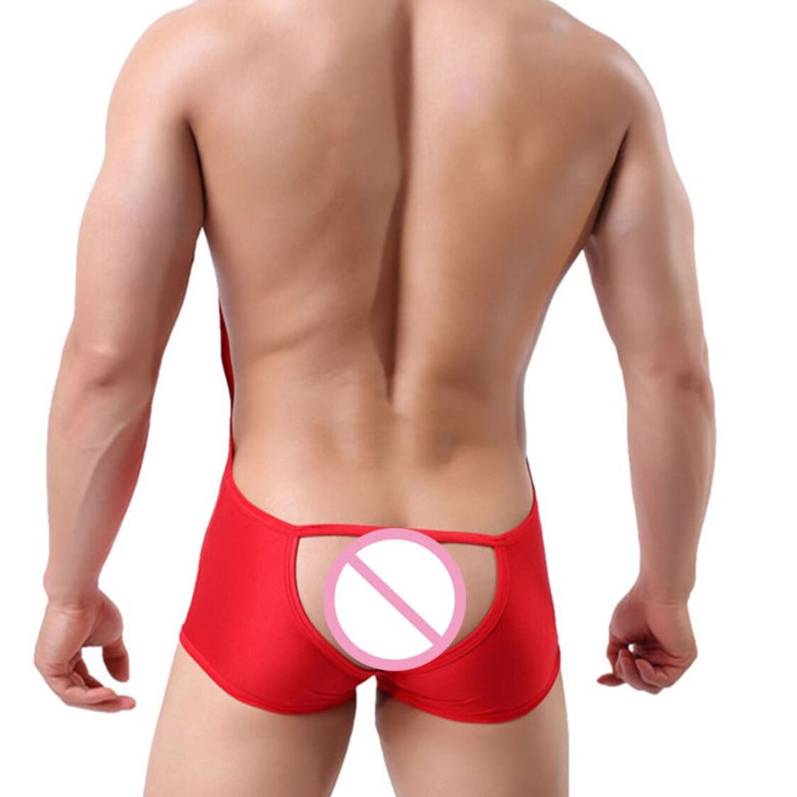 sexy gay man in red white Gay Singlet | Men's Kinky Backless Bulge Pouch Singlets - Men's Singlets, Bodysuits, Rompers & Jumpsuits - pridevoyageshop.com