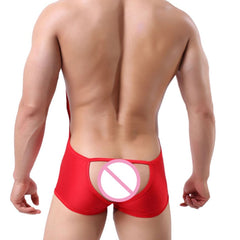 sexy gay man in red white Gay Singlet | Men's Kinky Backless Bulge Pouch Singlets - Men's Singlets, Bodysuits, Rompers & Jumpsuits - pridevoyageshop.com