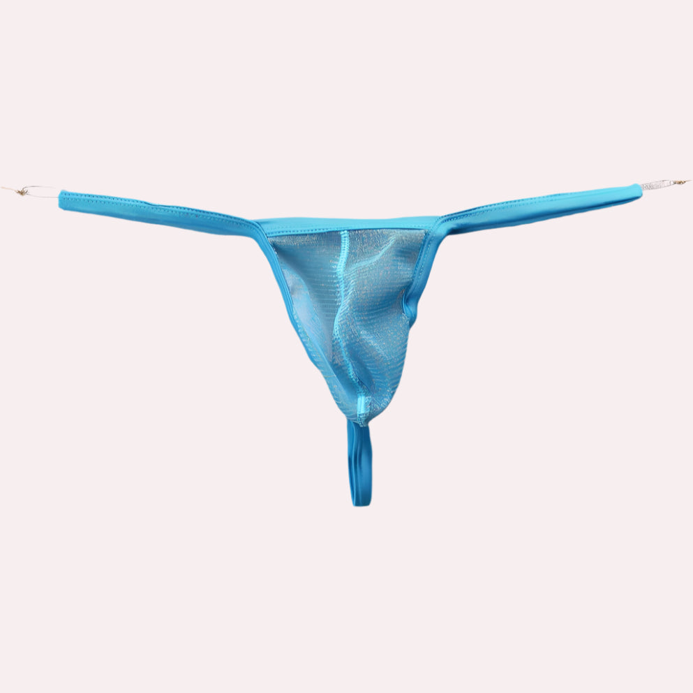 light blue Men’s Shimmer Tease Sheer Thong - pridevoyageshop.com - gay men’s thongs, boxers, briefs and jockstraps