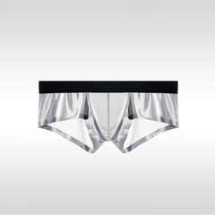 light gray Men's Slick Seduction Ice Silk Boxers - pridevoyageshop.com - gay men’s thongs, boxers, briefs and jockstraps