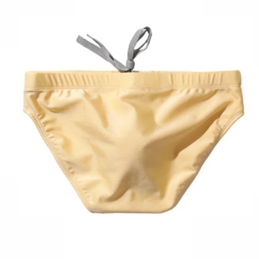 light yellow Men’s Pool Plumper Padded Swim Briefs - pridevoyageshop.com - gay men’s sexy swim briefs, trunks, board shorts, and bikinis