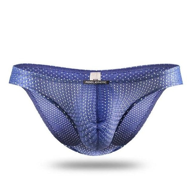 blue Gay Men's Mesh Skinny Bikini Briefs - pridevoyageshop.com - gay men’s underwear and swimwear