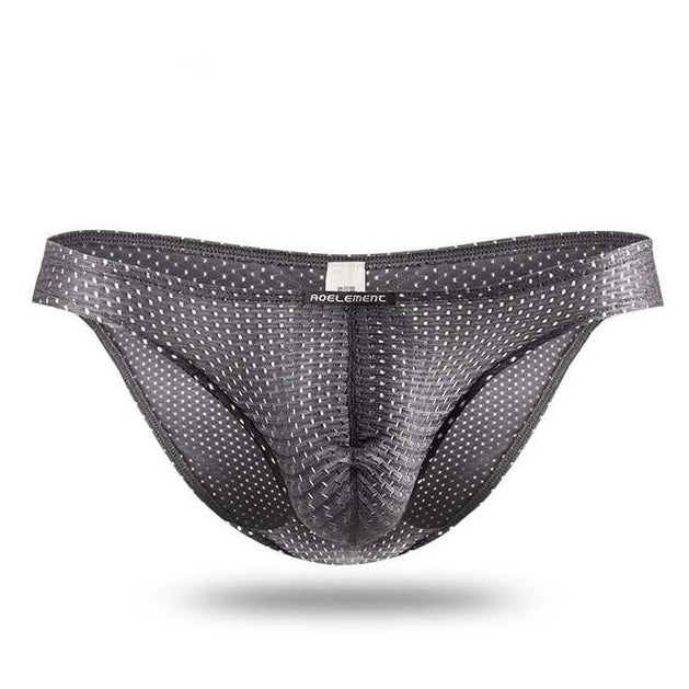 gray Gay Men's Mesh Skinny Bikini Briefs - pridevoyageshop.com - gay men’s underwear and swimwear