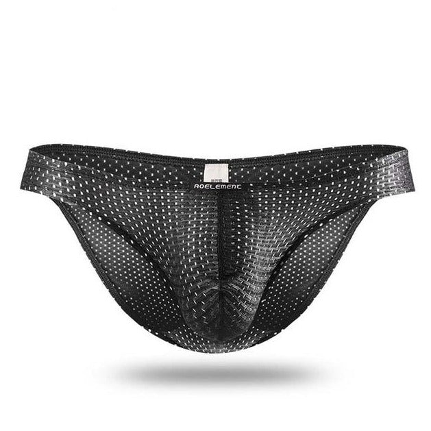 black Gay Men's Mesh Skinny Bikini Briefs - pridevoyageshop.com - gay men’s underwear and swimwear