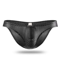 black Gay Men's Mesh Skinny Bikini Briefs - pridevoyageshop.com - gay men’s underwear and swimwear