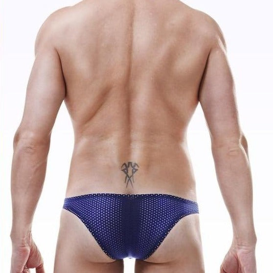 a hot gay man in blue Gay Men's Mesh Skinny Bikini Briefs - pridevoyageshop.com - gay men’s underwear and swimwear