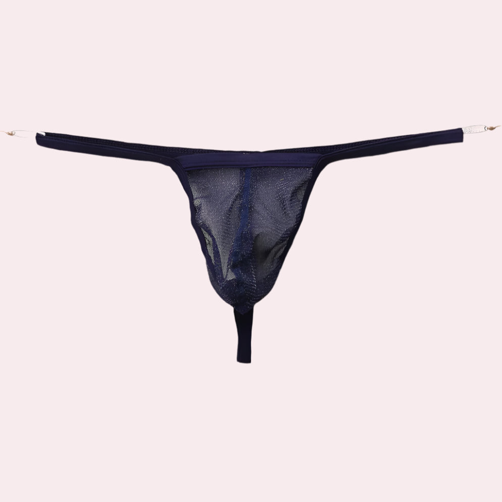 navy Men’s Shimmer Tease Sheer Thong - pridevoyageshop.com - gay men’s thongs, boxers, briefs and jockstraps