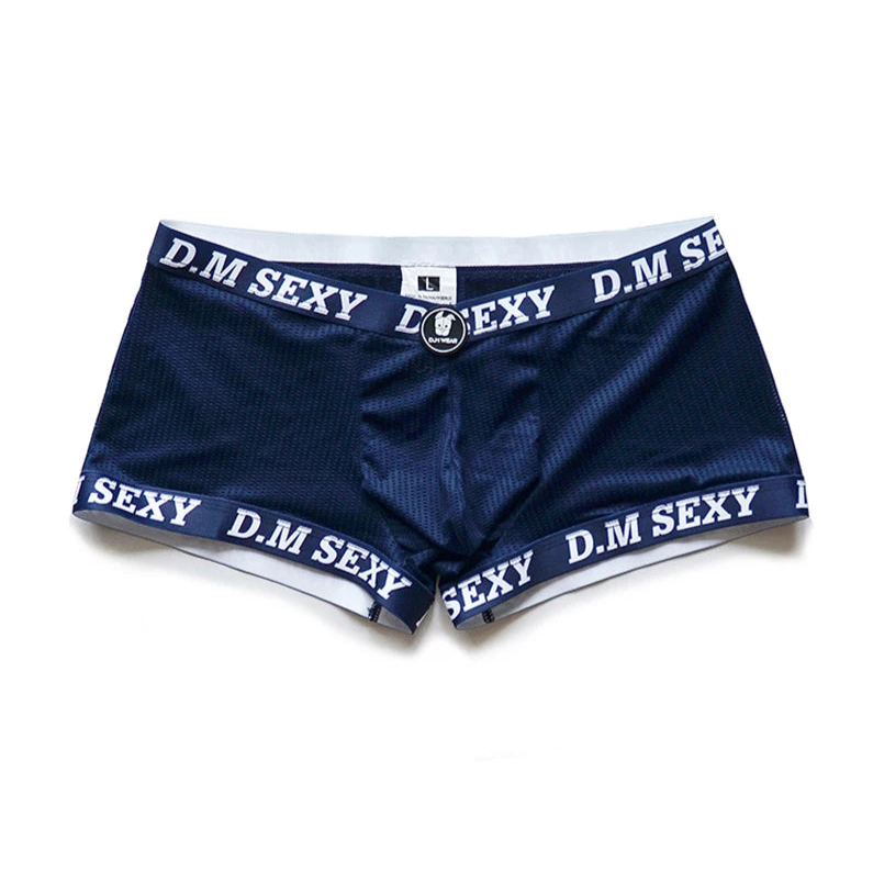 navy blue D.M SEXY Mesh Boxers - pridevoyageshop.com - gay men’s thongs, boxers, briefs and jockstraps