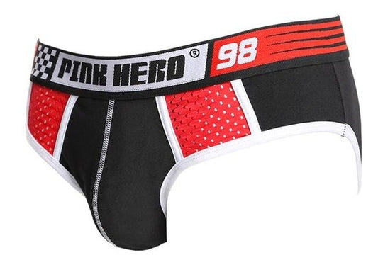 black Pink Hero Mesh Briefs - pridevoyageshop.com - gay men’s underwear and swimwear