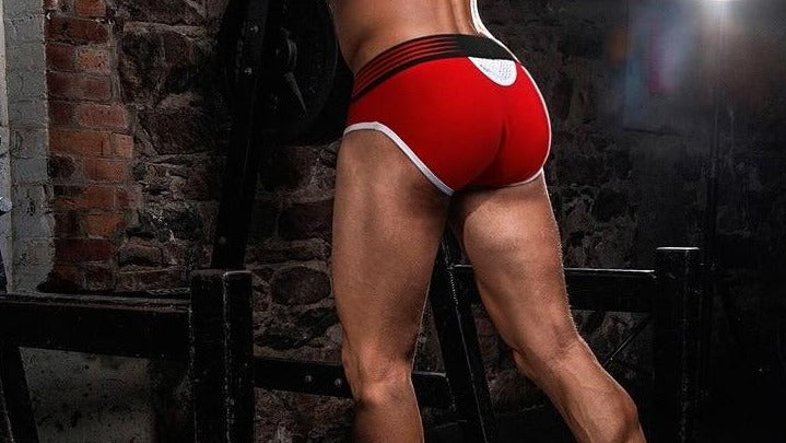 a hot gay man in red Pink Hero Mesh Briefs - pridevoyageshop.com - gay men’s underwear and swimwear
