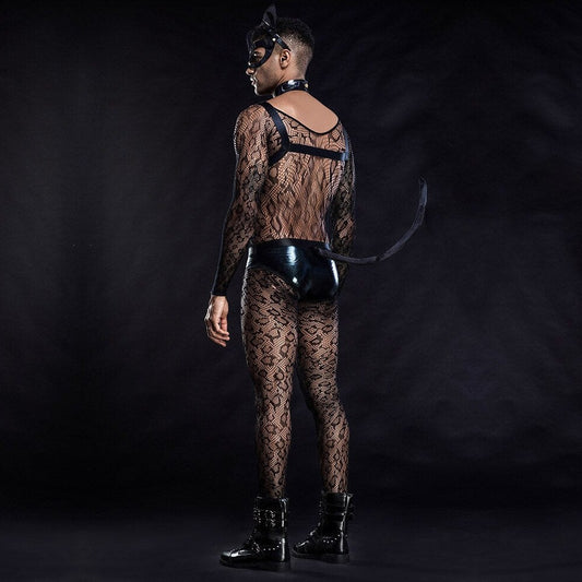 a hot gay man in Erotic Mesh Cat Gay Costume | Gay Party Outfits & Club Wear - pridevoyageshop.com - gay costumes, men role play outfits, gay party costumes and gay rave outfits
