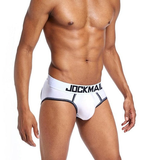 sexy gay man in white Jockmail Gay Backless Briefs | Gay Mens Underwear- pridevoyageshop.com - gay men’s underwear and swimwear