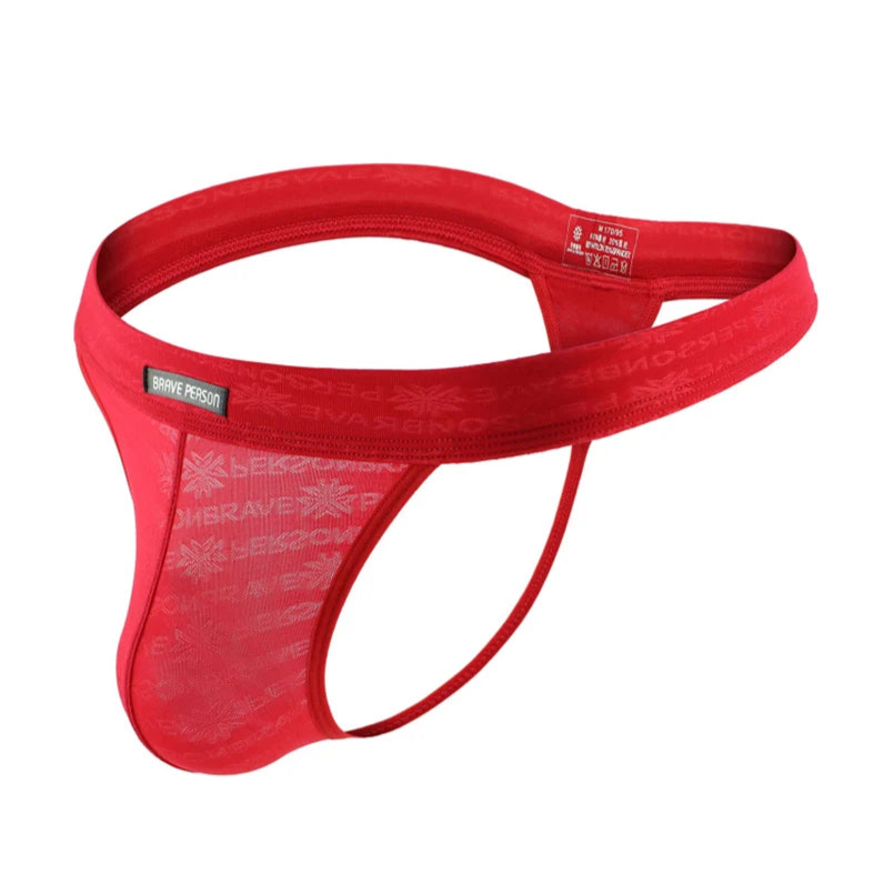red BRAVE PERSON Men’s Sheer Temptation Thong - pridevoyageshop.com - gay men’s thongs, boxers, briefs and jockstraps