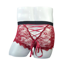 red Men’s Backdoor Boudoir Lace-Up Boxers - pridevoyageshop.com - gay men’s thongs, boxers, briefs and jockstraps