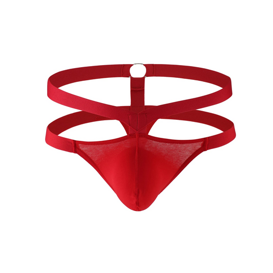 red Men’s Double Harness Thong - pridevoyageshop.com - gay men’s thongs, boxers, briefs and jockstraps
