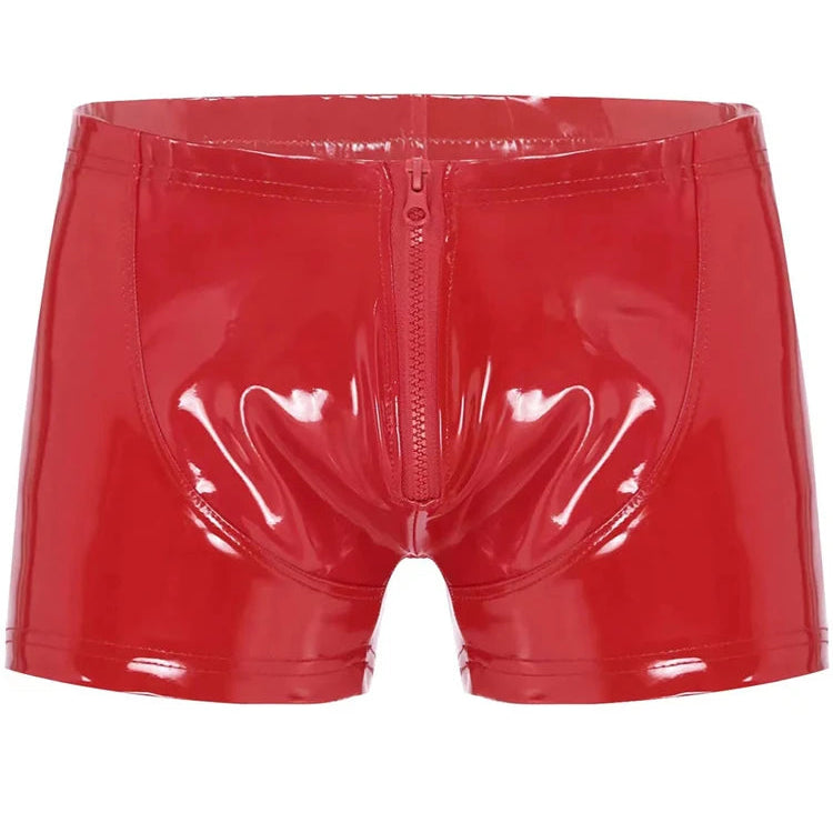 red Men’s High-Shine Zip Shorts - pridevoyageshop.com - gay men’s thongs, boxers, briefs and jockstraps