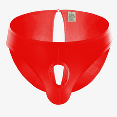 red Men’s Open Invitation Peephole Brief - pridevoyageshop.com - gay men’s thongs, boxers, briefs and jockstraps