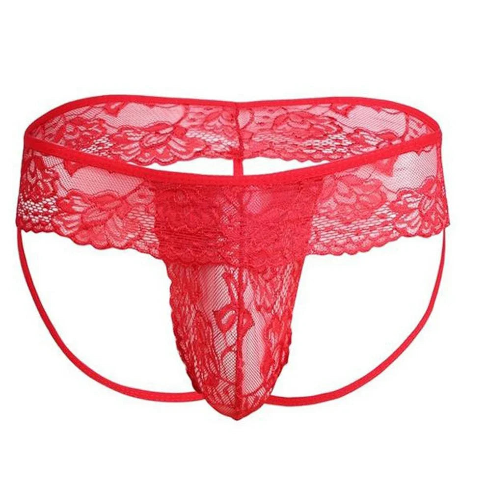 red Men's Queer Lace Cage Thong - pridevoyageshop.com - gay men’s thongs, boxers, briefs and jockstraps