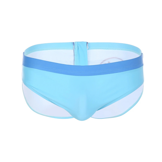 sky blue Men’s Backdoor Signal Swim Briefs - pridevoyageshop.com - gay men’s sexy swim briefs, trunks, board shorts, and bikinis