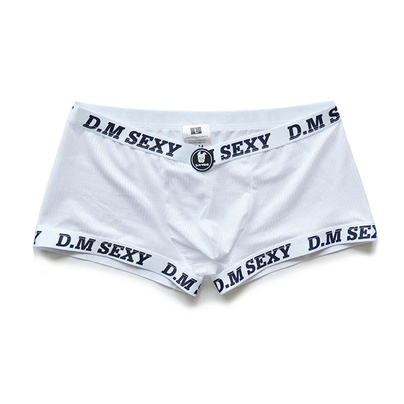 white D.M SEXY Mesh Boxers - pridevoyageshop.com - gay men’s thongs, boxers, briefs and jockstraps