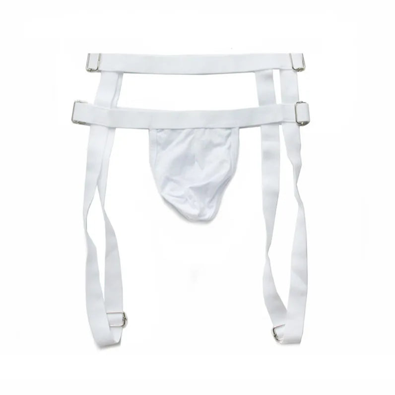 white DM Men’s Bondage Stripper Thong - pridevoyageshop.com - gay men’s thongs, boxers, briefs and jockstraps