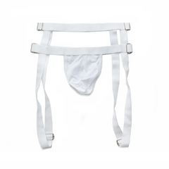 white DM Men’s Bondage Stripper Thong - pridevoyageshop.com - gay men’s thongs, boxers, briefs and jockstraps