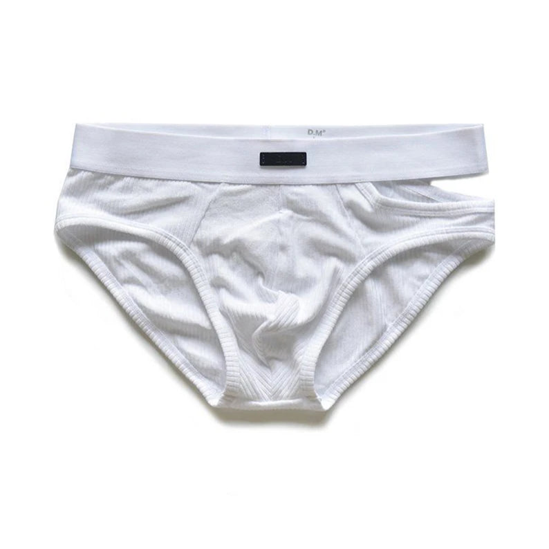 white DM Men’s “Side-Slit” Cutout Brief - pridevoyageshop.com - gay men’s thongs, boxers, briefs and jockstraps
