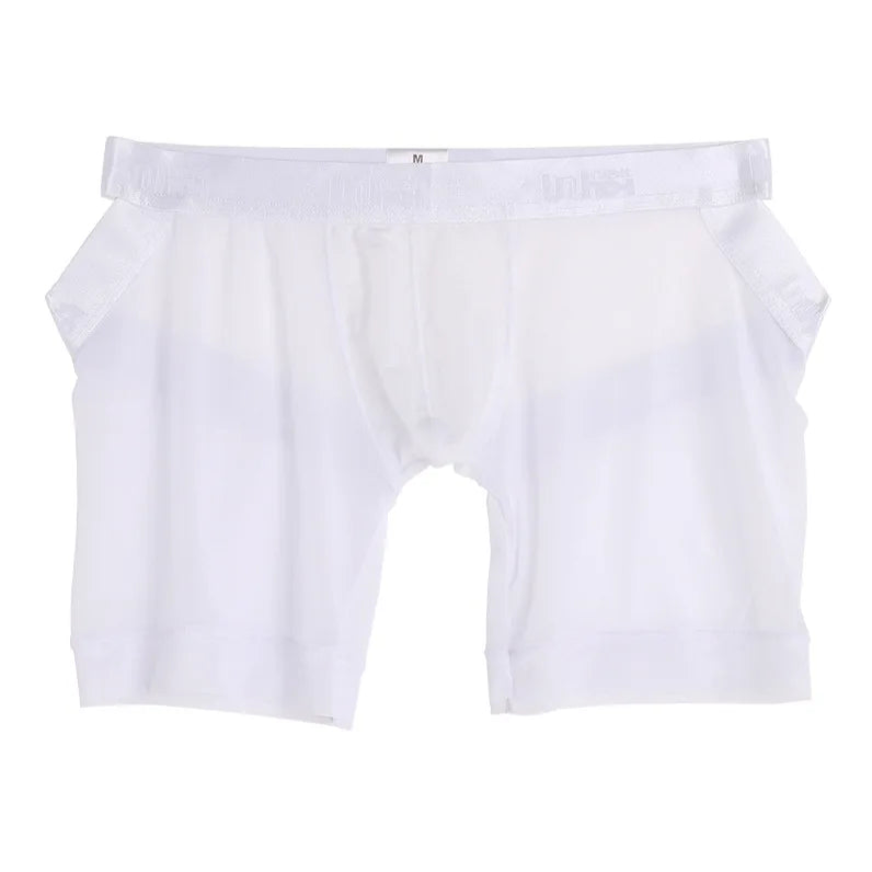 white Men's Bare Cheeks Sheer Jock Shorts
